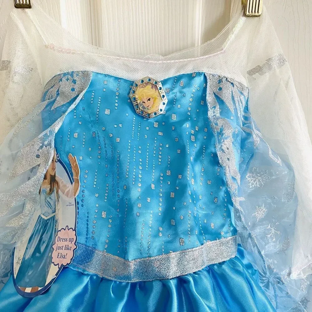 Disney Frozen Elsa Dress size S 4/6X Pretend Play Costume NEW - Picture 2 of 8